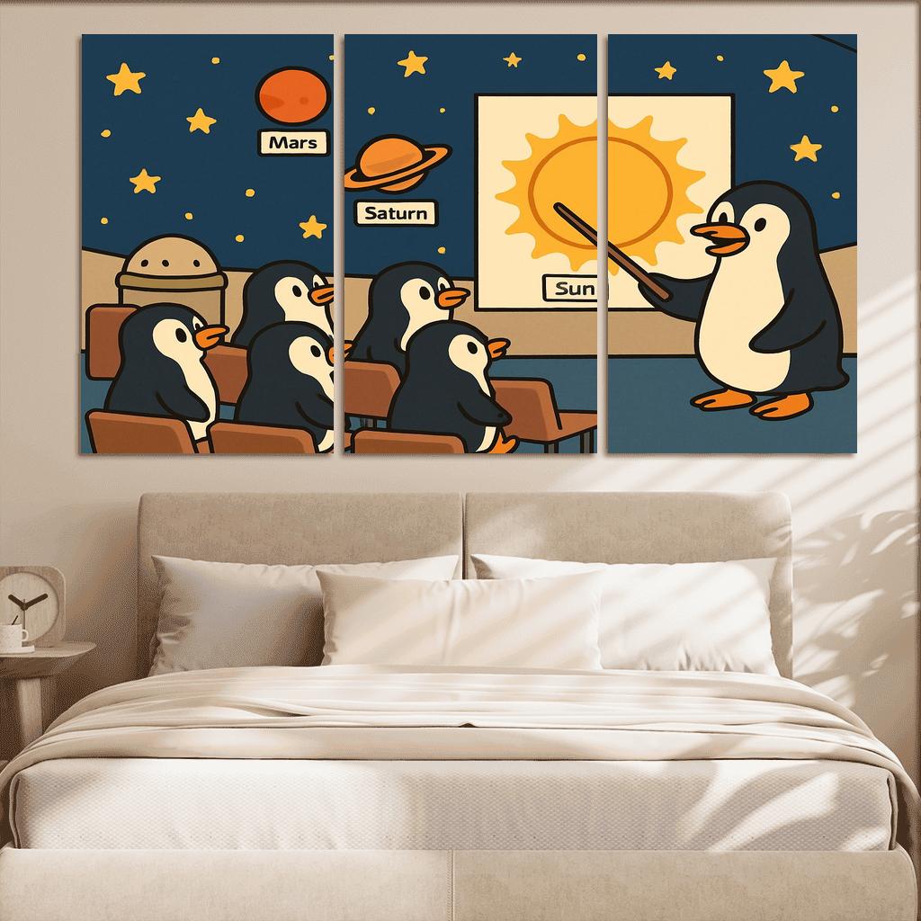 Planetarium Penguins Field Trip premium artwork frames