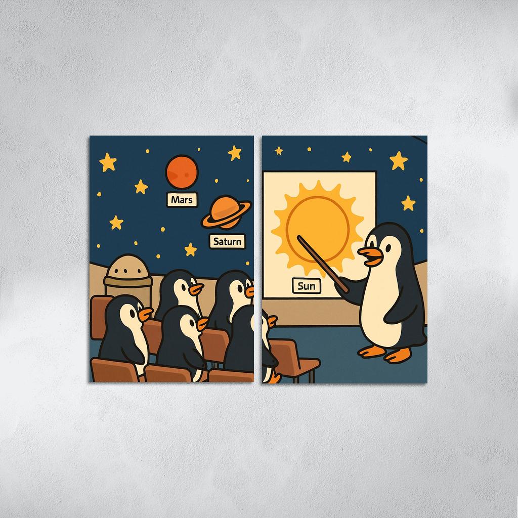 Planetarium Penguins Field Trip premium artwork frames