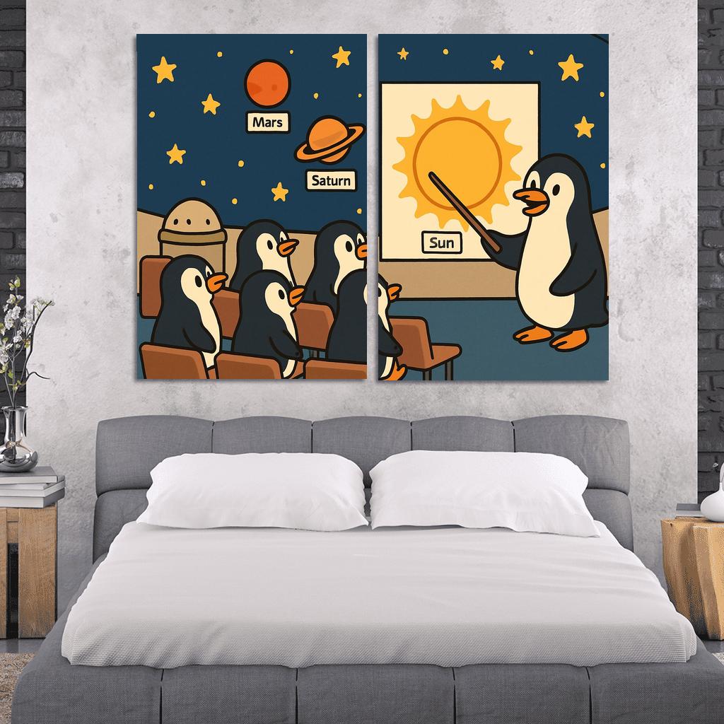 Planetarium Penguins Field Trip premium artwork frames