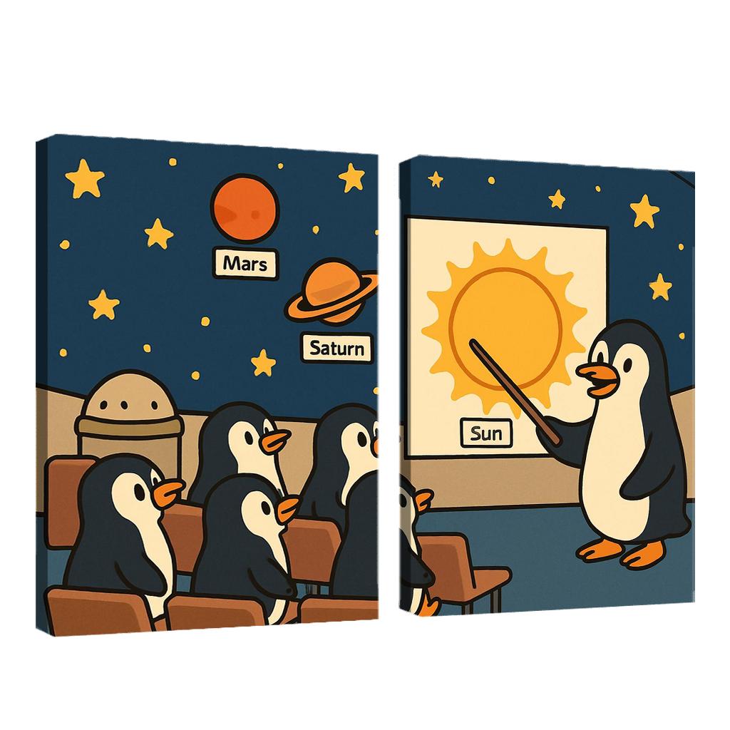 Planetarium Penguins Field Trip premium artwork frames