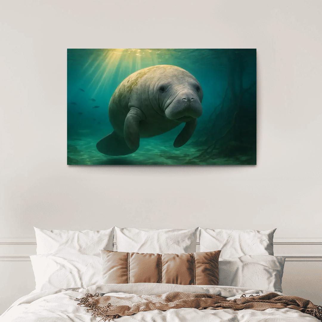 Curious Manatee In Crystal Springs premium artwork frames