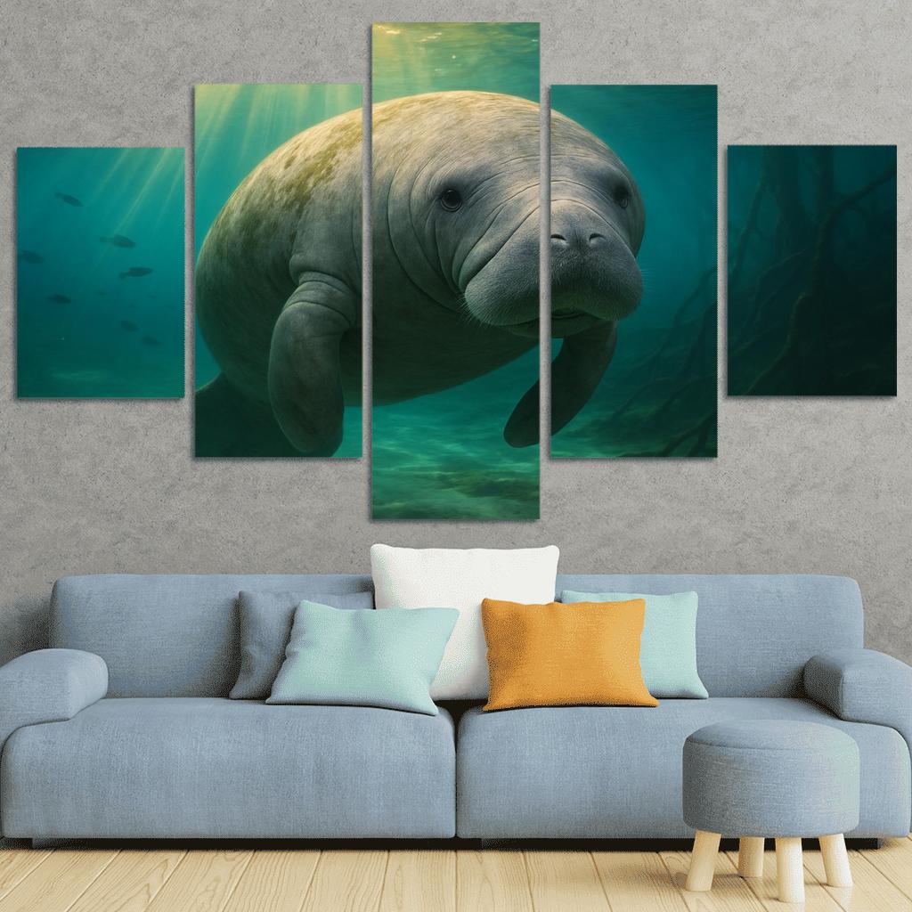 Curious Manatee In Crystal Springs premium artwork frames