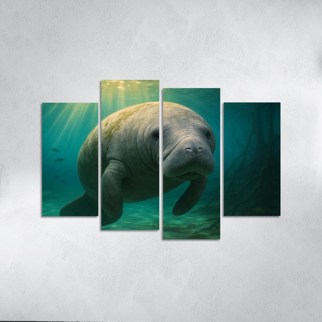 Curious Manatee In Crystal Springs premium artwork frames