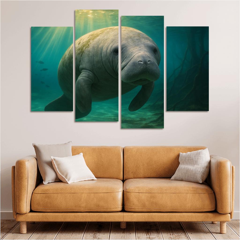 Curious Manatee In Crystal Springs premium artwork frames