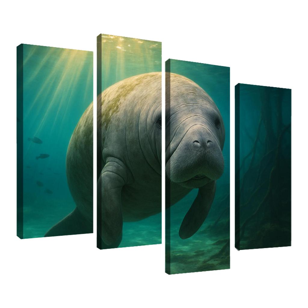 Curious Manatee In Crystal Springs premium artwork frames