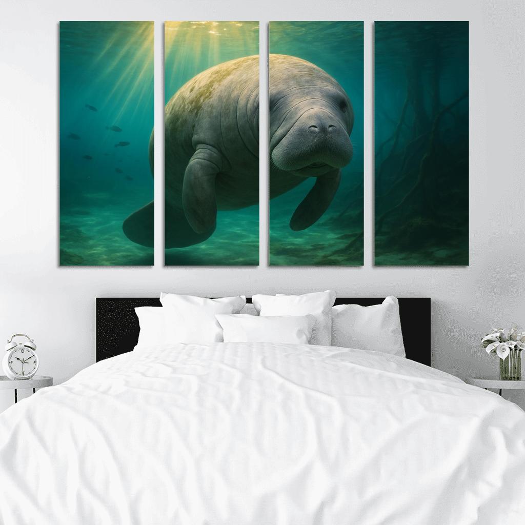 Curious Manatee In Crystal Springs premium artwork frames