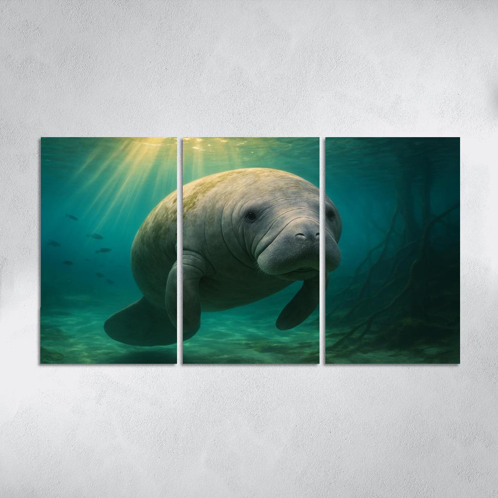 Curious Manatee In Crystal Springs premium artwork frames