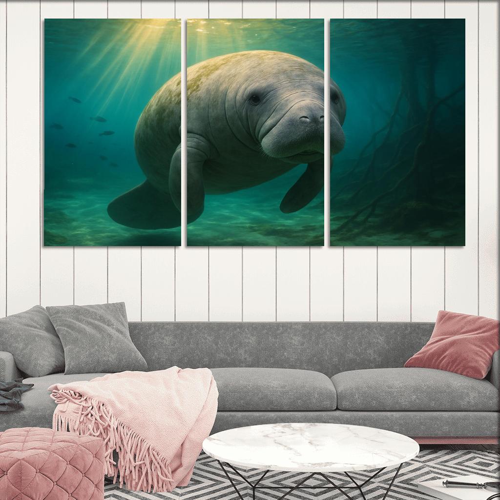 Curious Manatee In Crystal Springs premium artwork frames