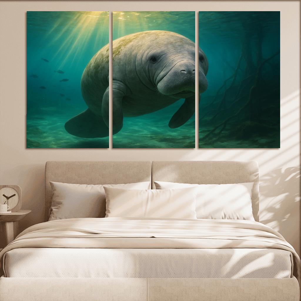 Curious Manatee In Crystal Springs premium artwork frames