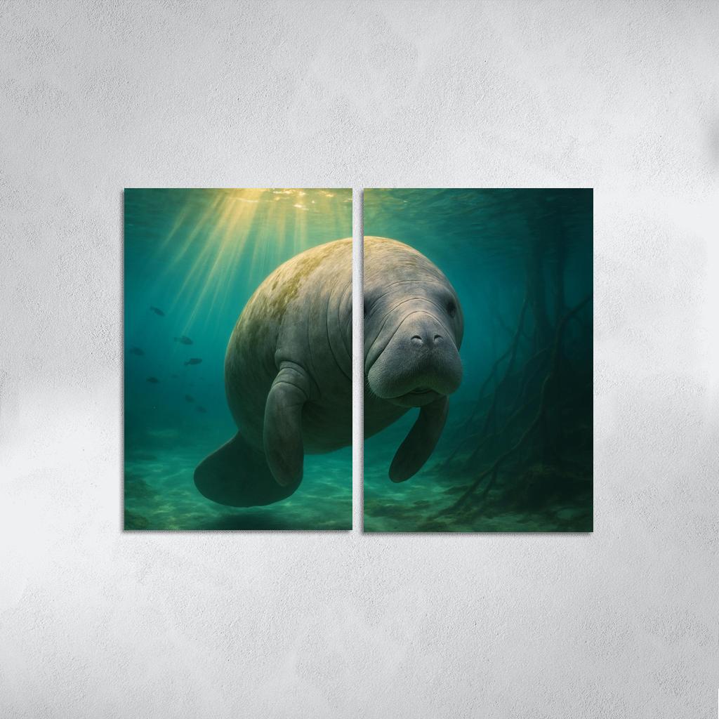 Curious Manatee In Crystal Springs premium artwork frames