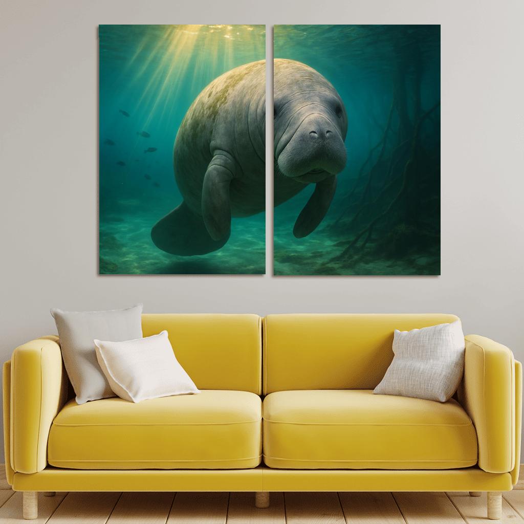 Curious Manatee In Crystal Springs premium artwork frames