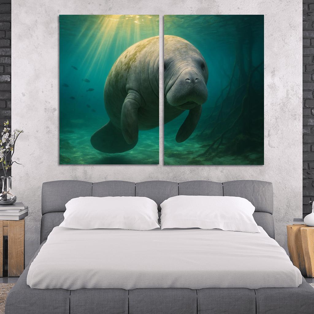Curious Manatee In Crystal Springs premium artwork frames