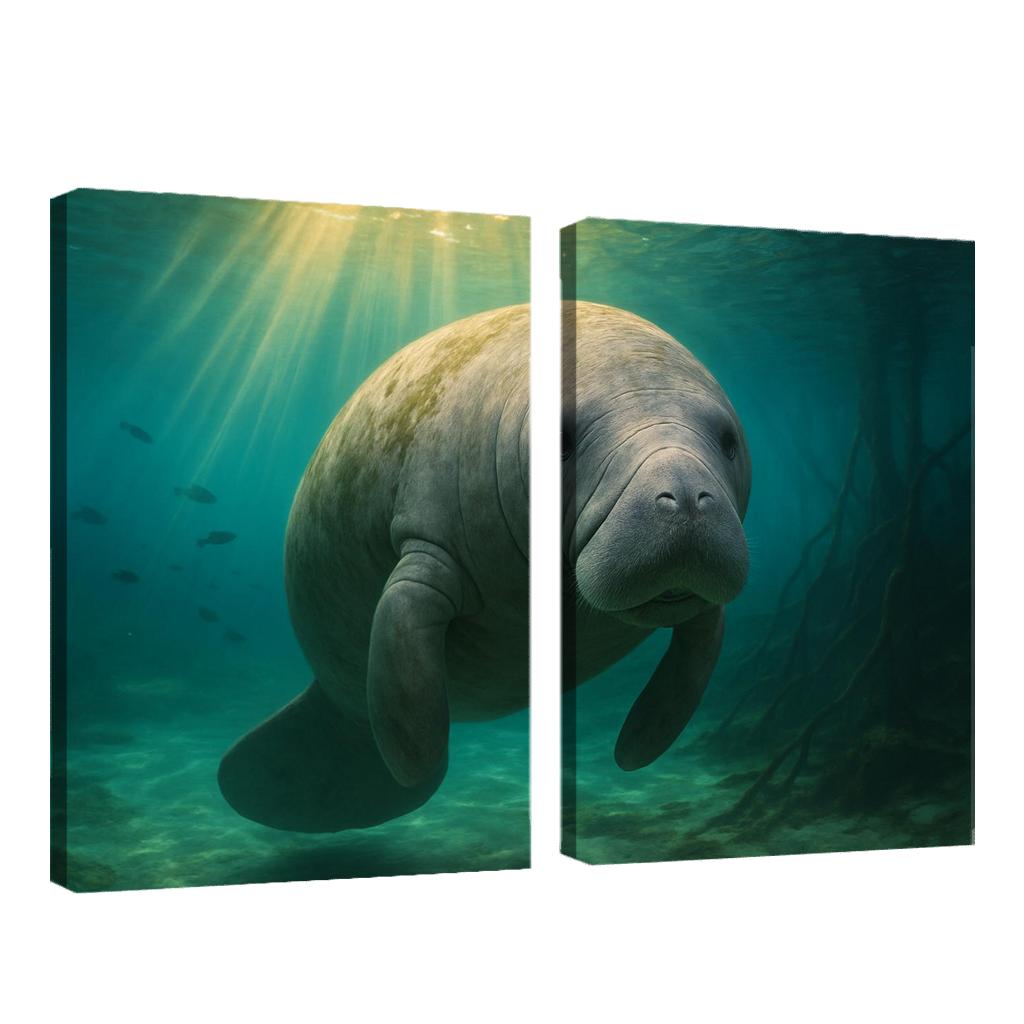 Curious Manatee In Crystal Springs premium artwork frames