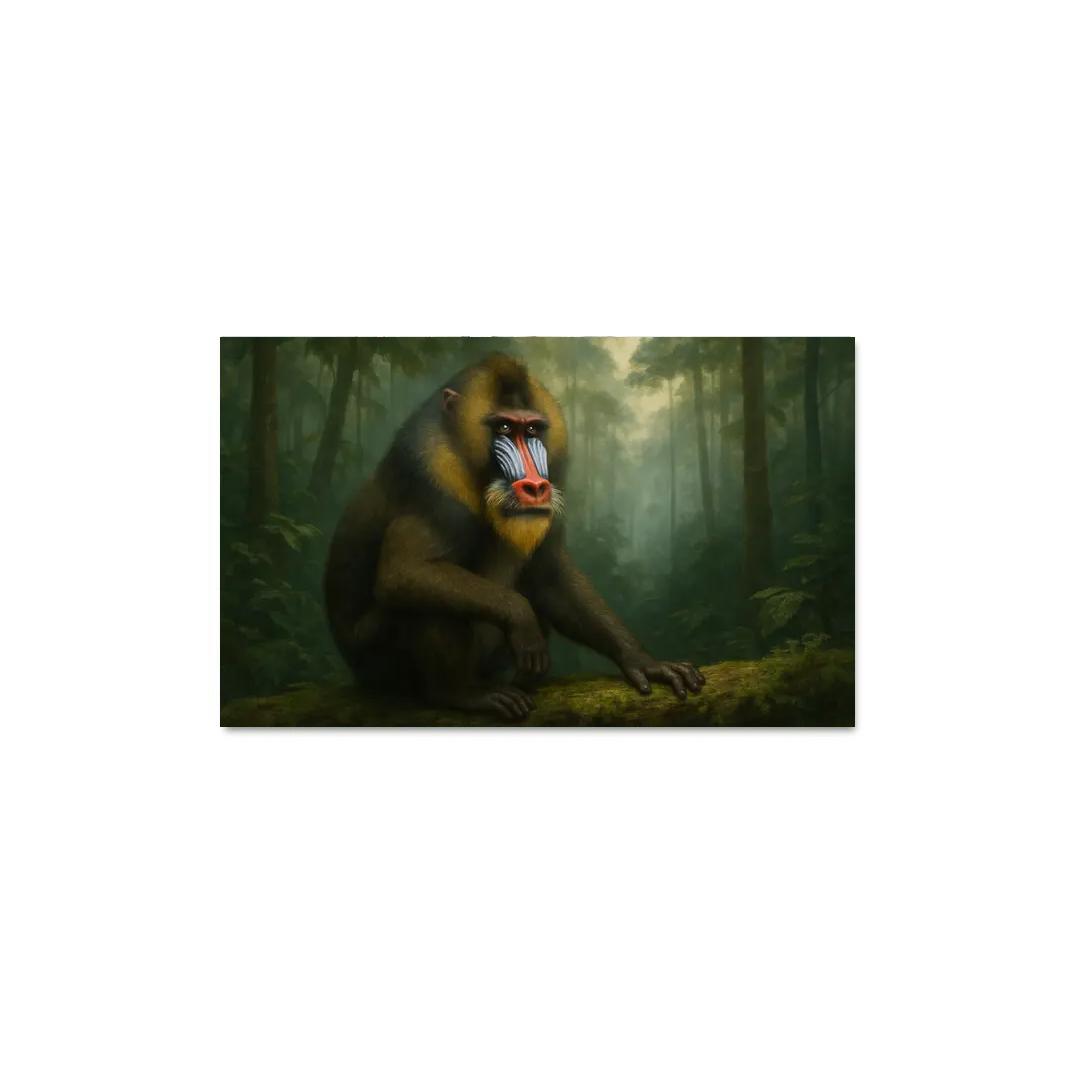 Colorful Mandrill In Rainforest Mist modern paintings frame