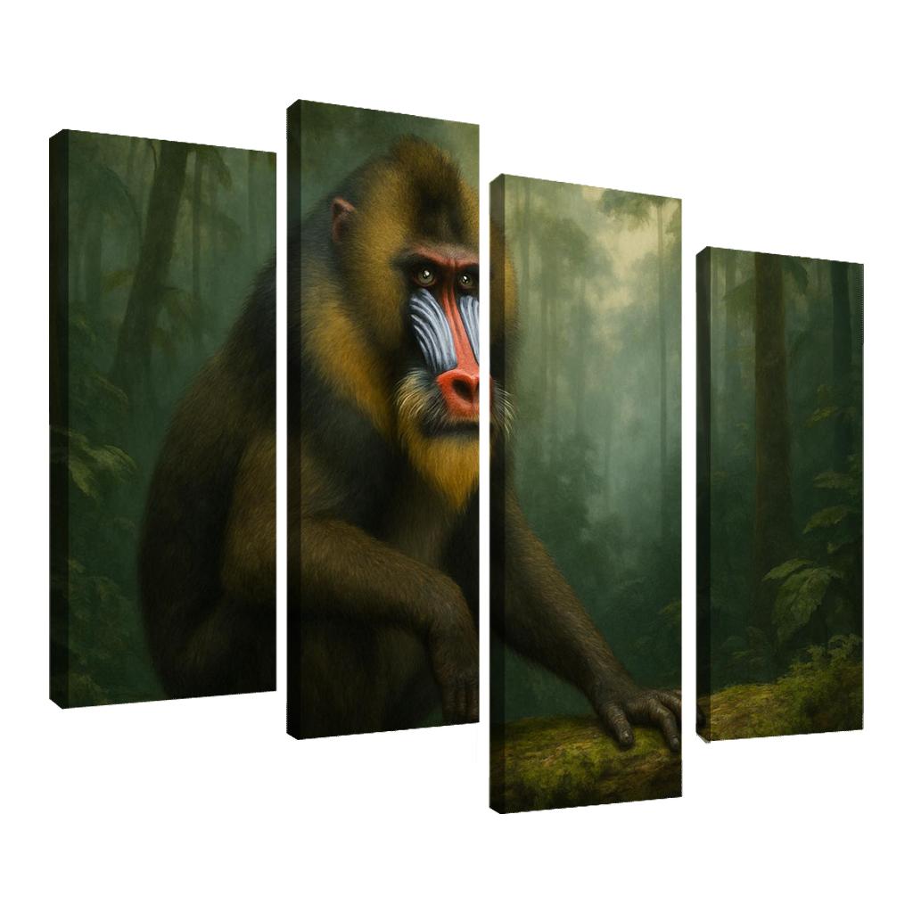 Colorful Mandrill In Rainforest Mist modern paintings frame