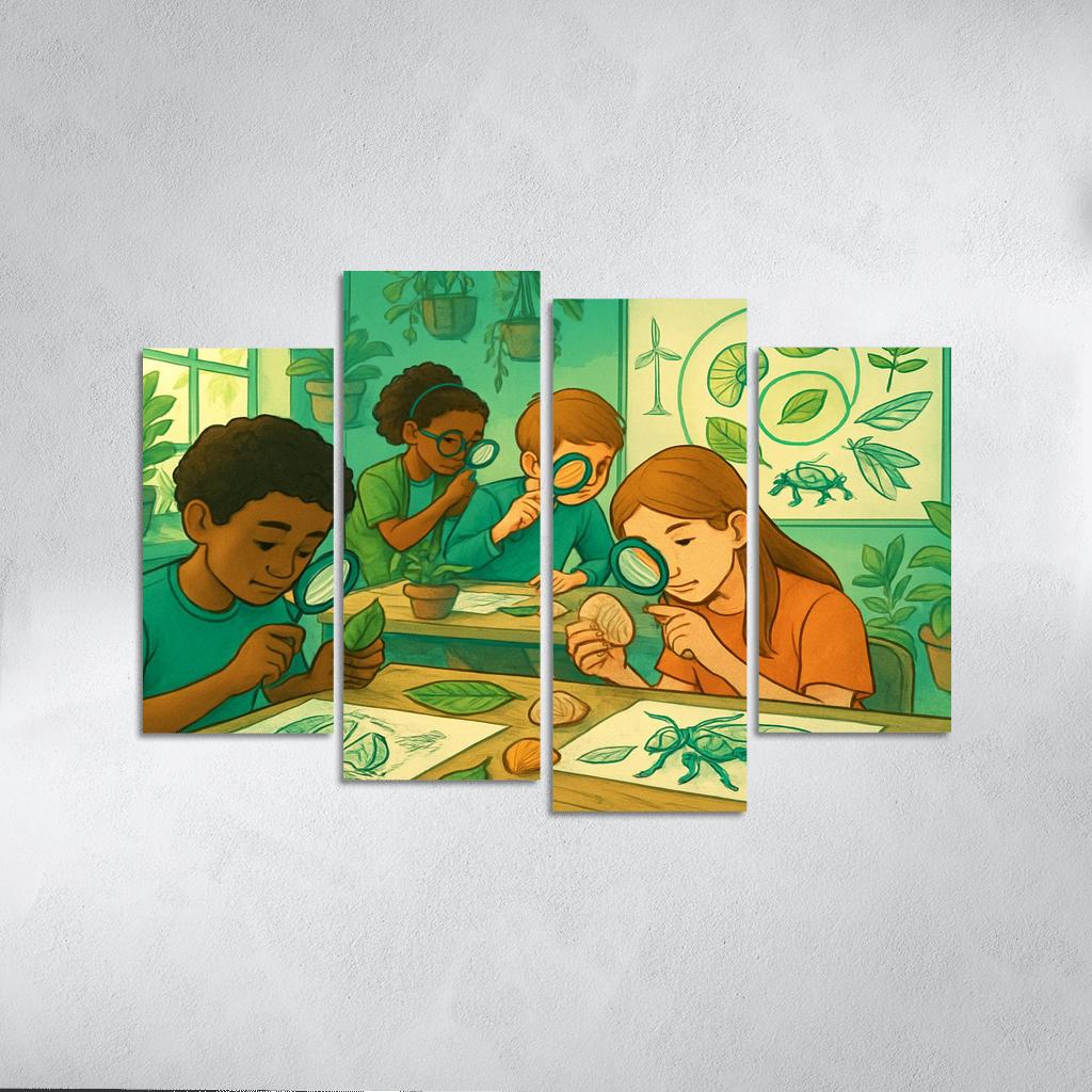 Biomimicry Lab Learning Innovation From Nature multi-panel paintings