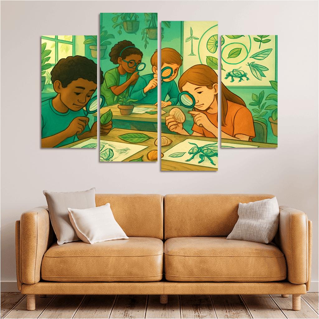 Biomimicry Lab Learning Innovation From Nature multi-panel paintings