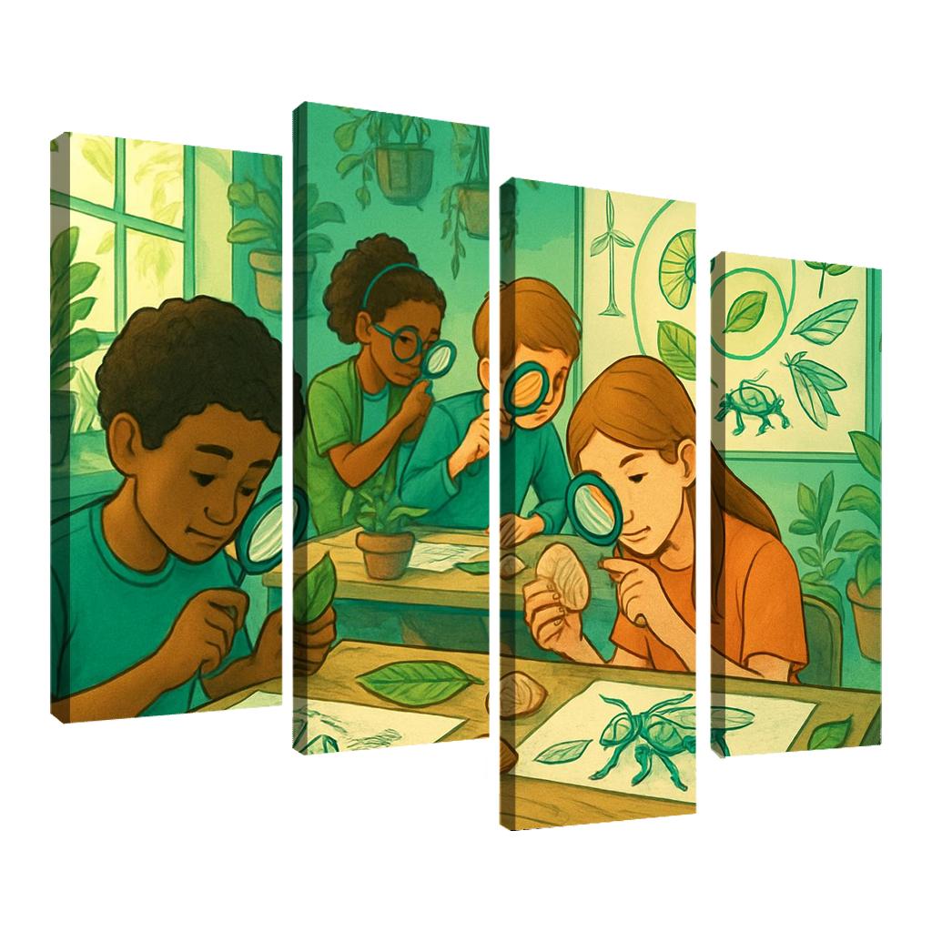 Biomimicry Lab Learning Innovation From Nature multi-panel paintings
