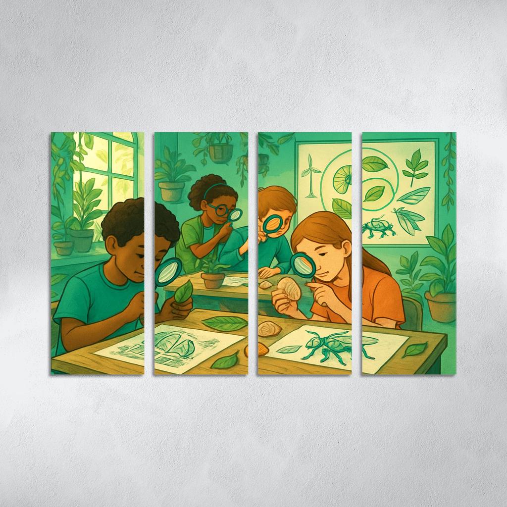 Biomimicry Lab Learning Innovation From Nature multi-panel paintings