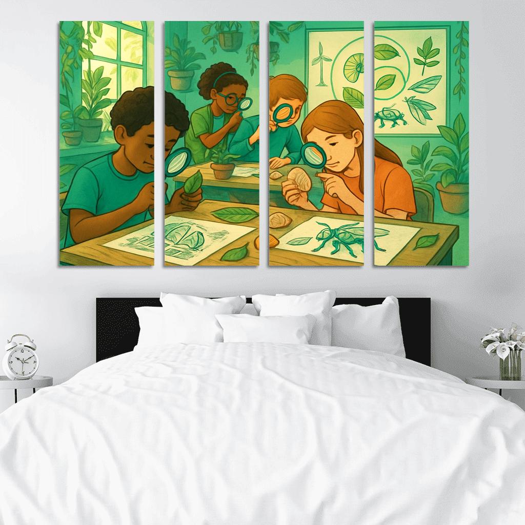 Biomimicry Lab Learning Innovation From Nature multi-panel paintings