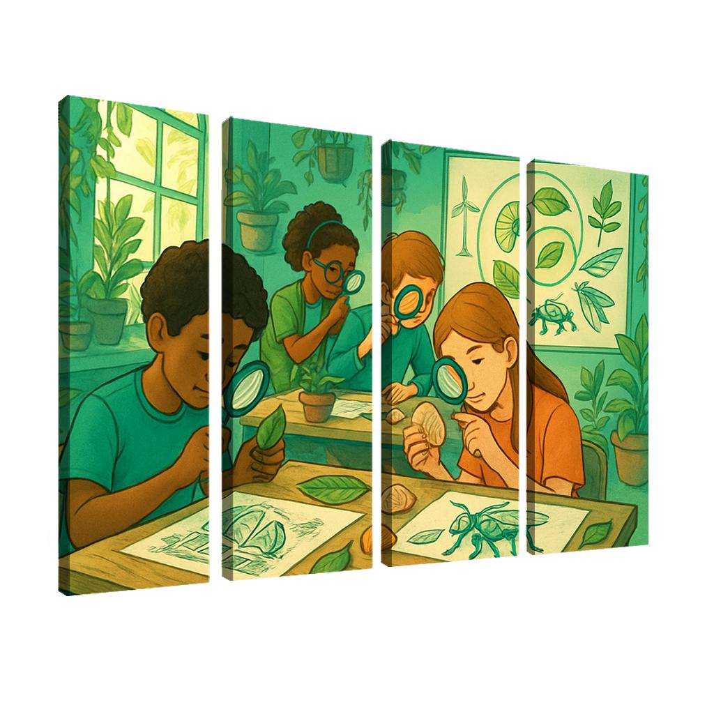 Biomimicry Lab Learning Innovation From Nature multi-panel paintings