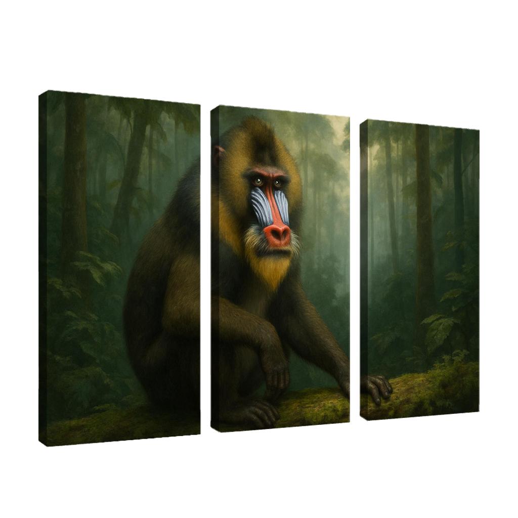 Colorful Mandrill In Rainforest Mist modern paintings frame