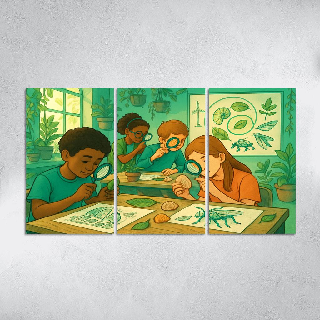 Biomimicry Lab Learning Innovation From Nature multi-panel paintings