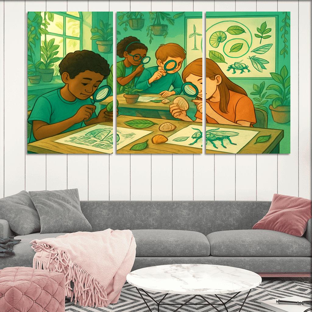 Biomimicry Lab Learning Innovation From Nature multi-panel paintings