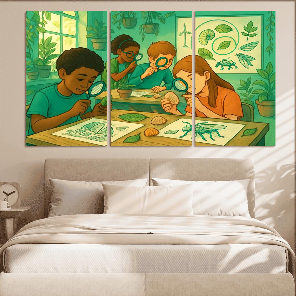 Biomimicry Lab Learning Innovation From Nature multi-panel paintings