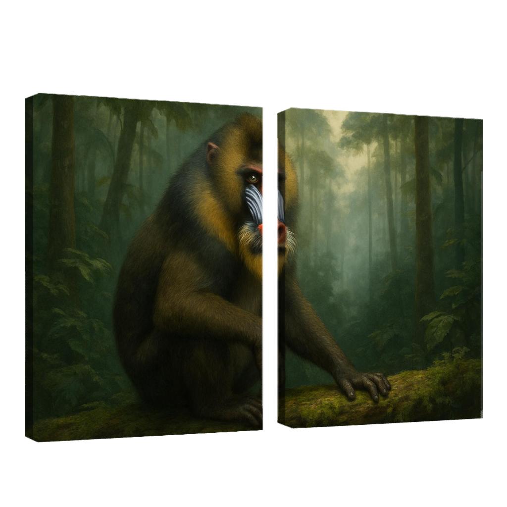 Colorful Mandrill In Rainforest Mist modern paintings frame