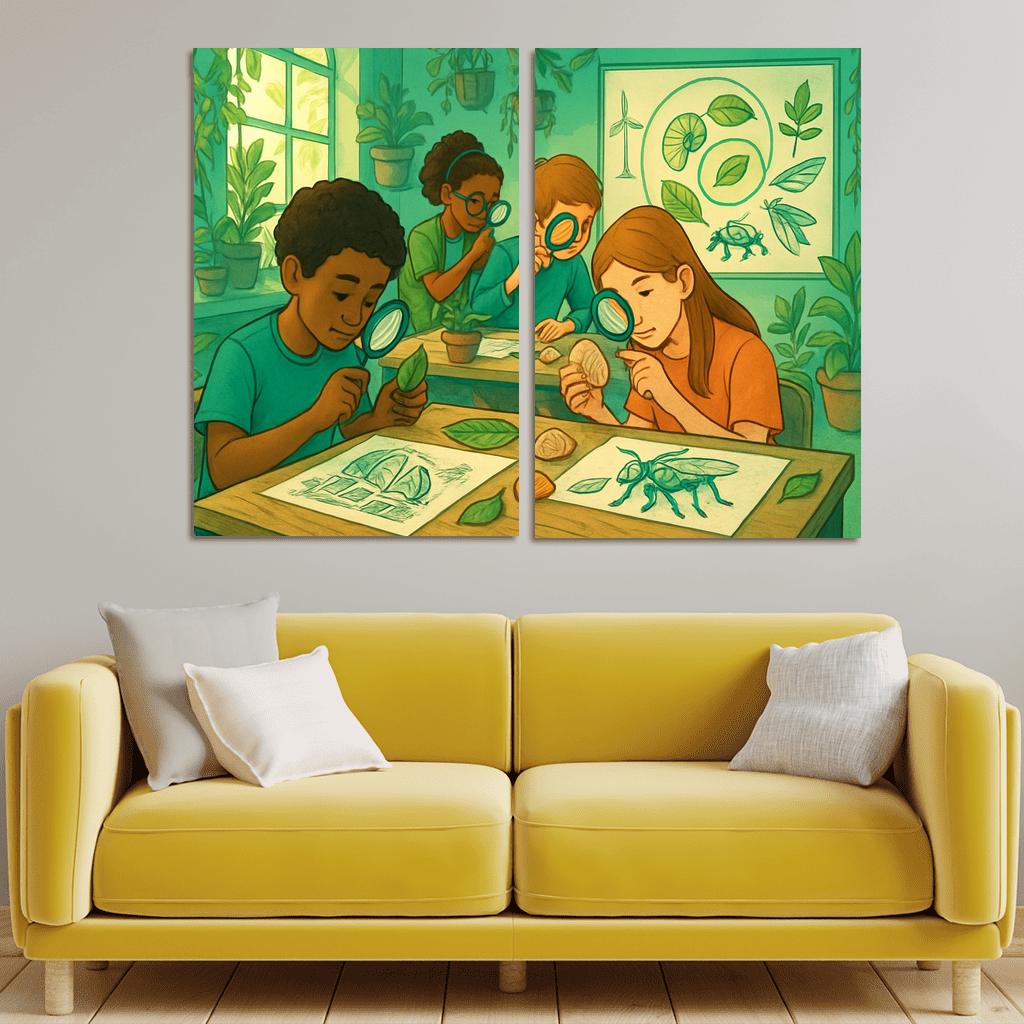 Biomimicry Lab Learning Innovation From Nature multi-panel paintings