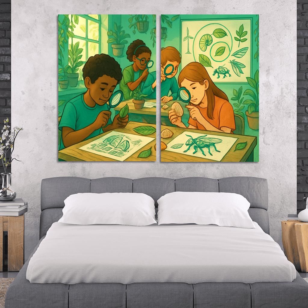 Biomimicry Lab Learning Innovation From Nature multi-panel paintings