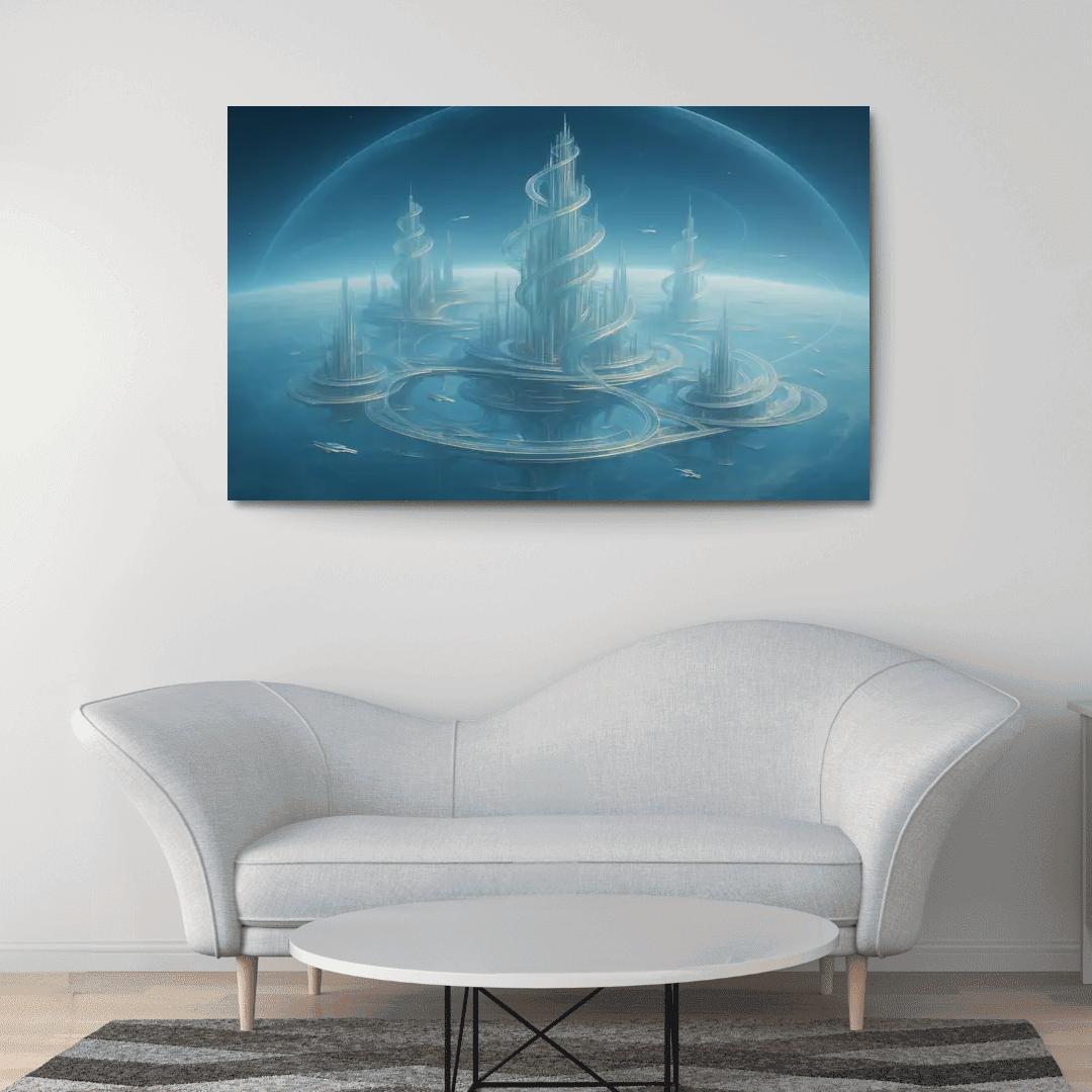 The Helix City Of Glass Horizons modern paintings frame