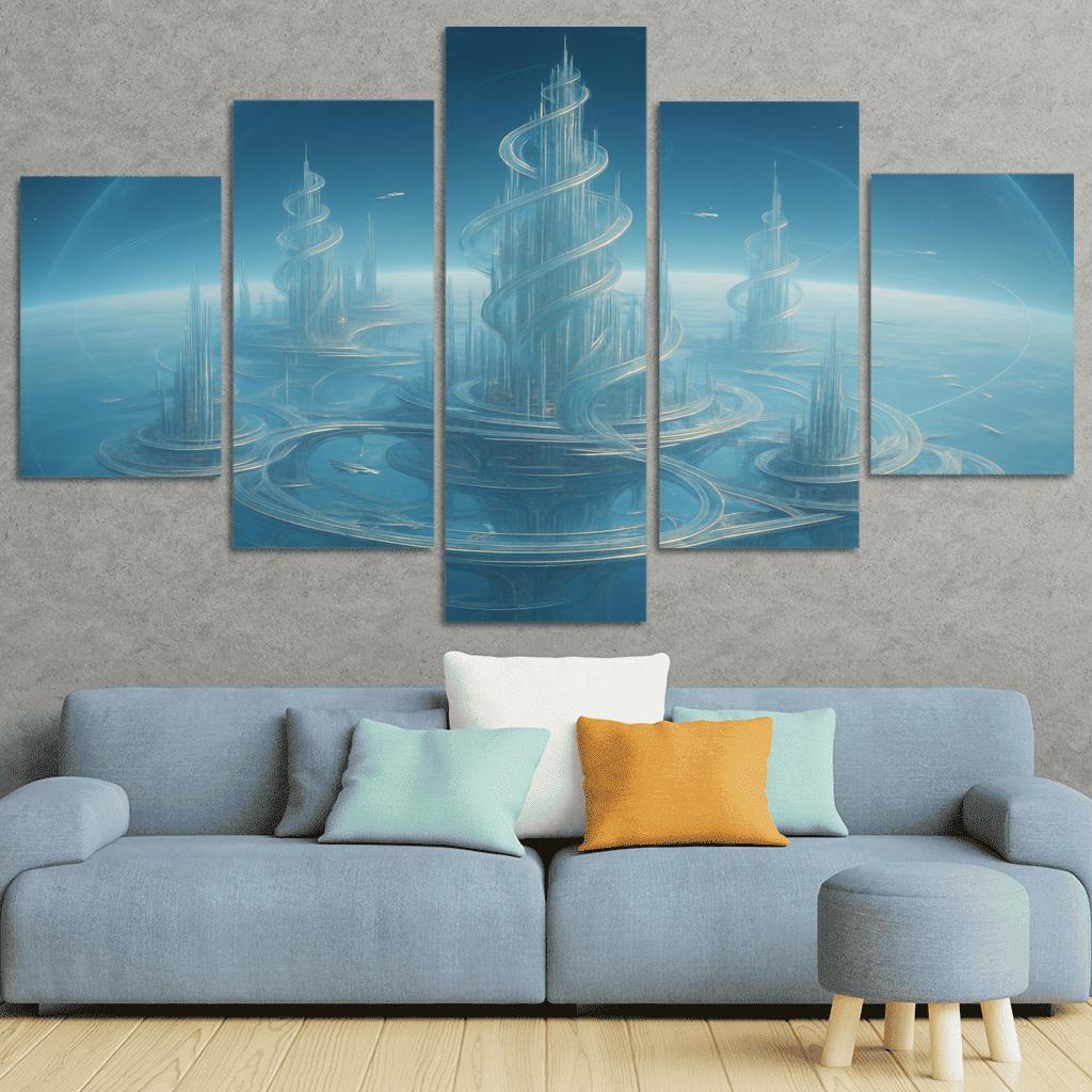 The Helix City Of Glass Horizons modern paintings frame