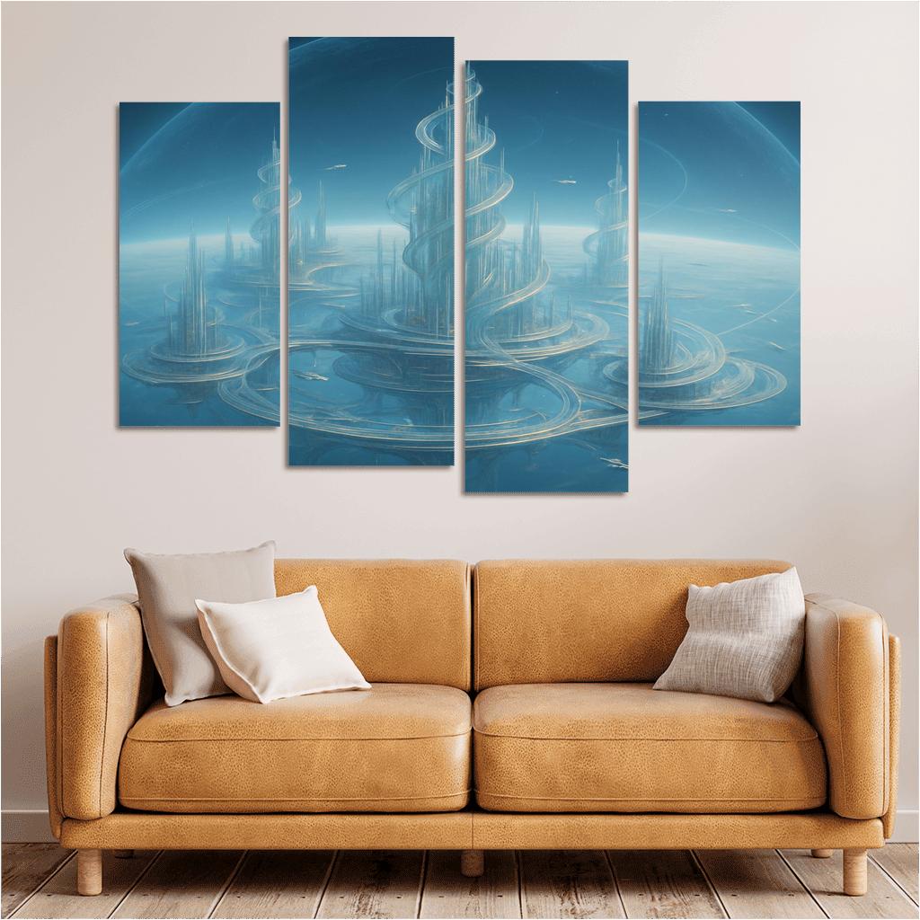 The Helix City Of Glass Horizons modern paintings frame