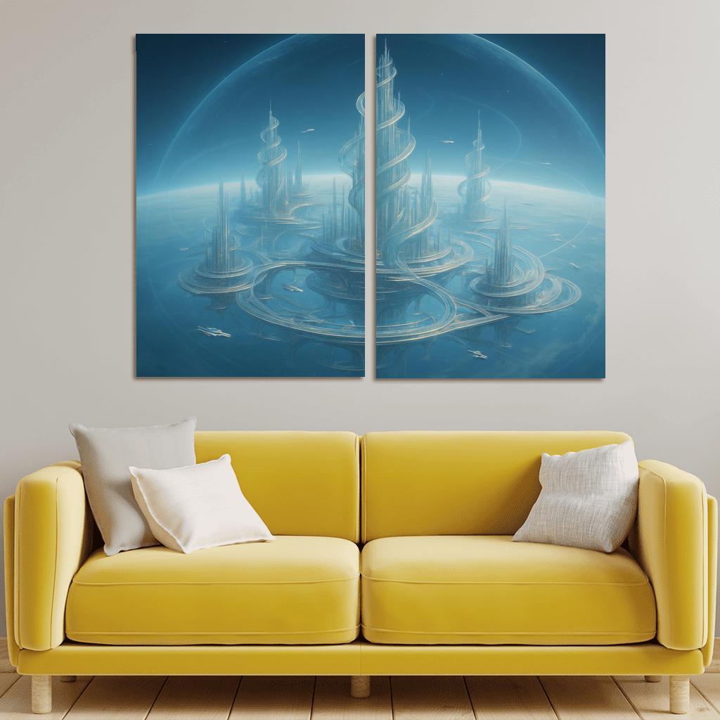 The Helix City Of Glass Horizons modern paintings frame