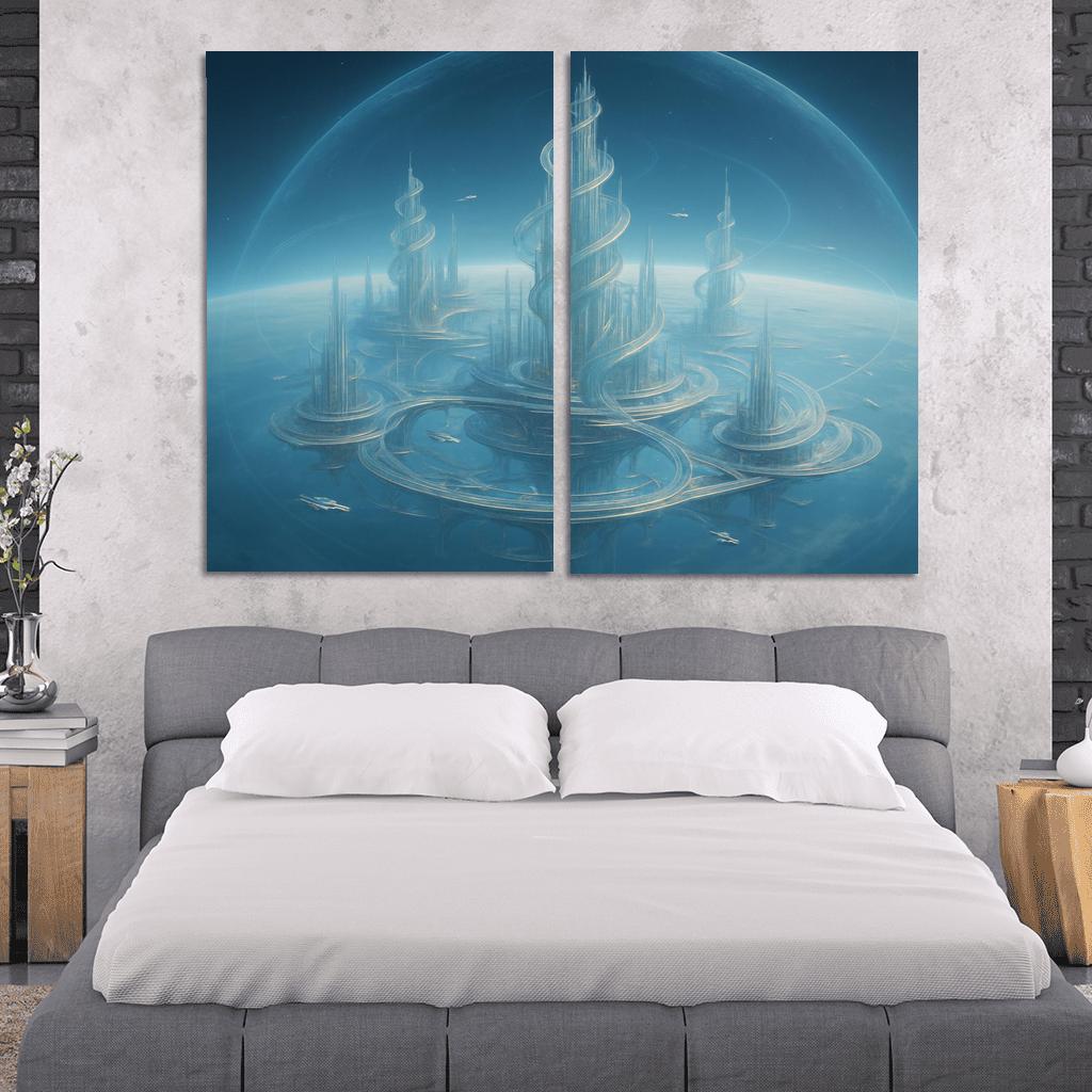 The Helix City Of Glass Horizons modern paintings frame