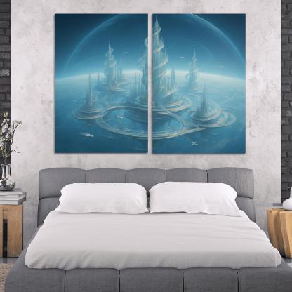The Helix City Of Glass Horizons modern paintings frame