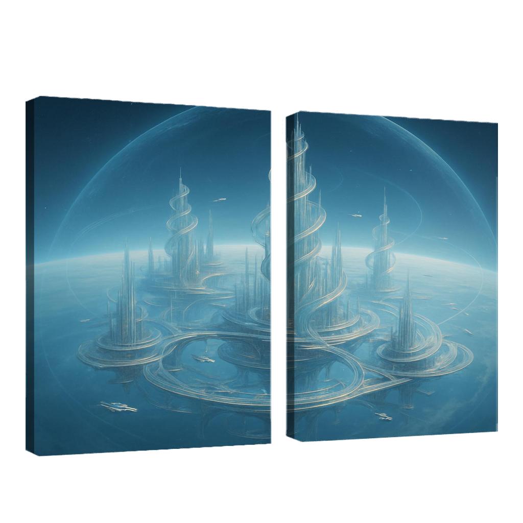 The Helix City Of Glass Horizons modern paintings frame