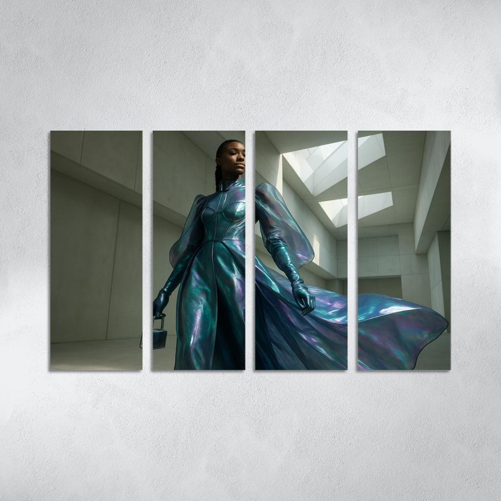 Chromatic Armor Iridescent Layered Couture multi-panel paintings