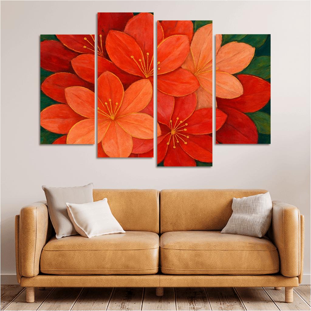 Crimson Petal Mosaic framed paintings