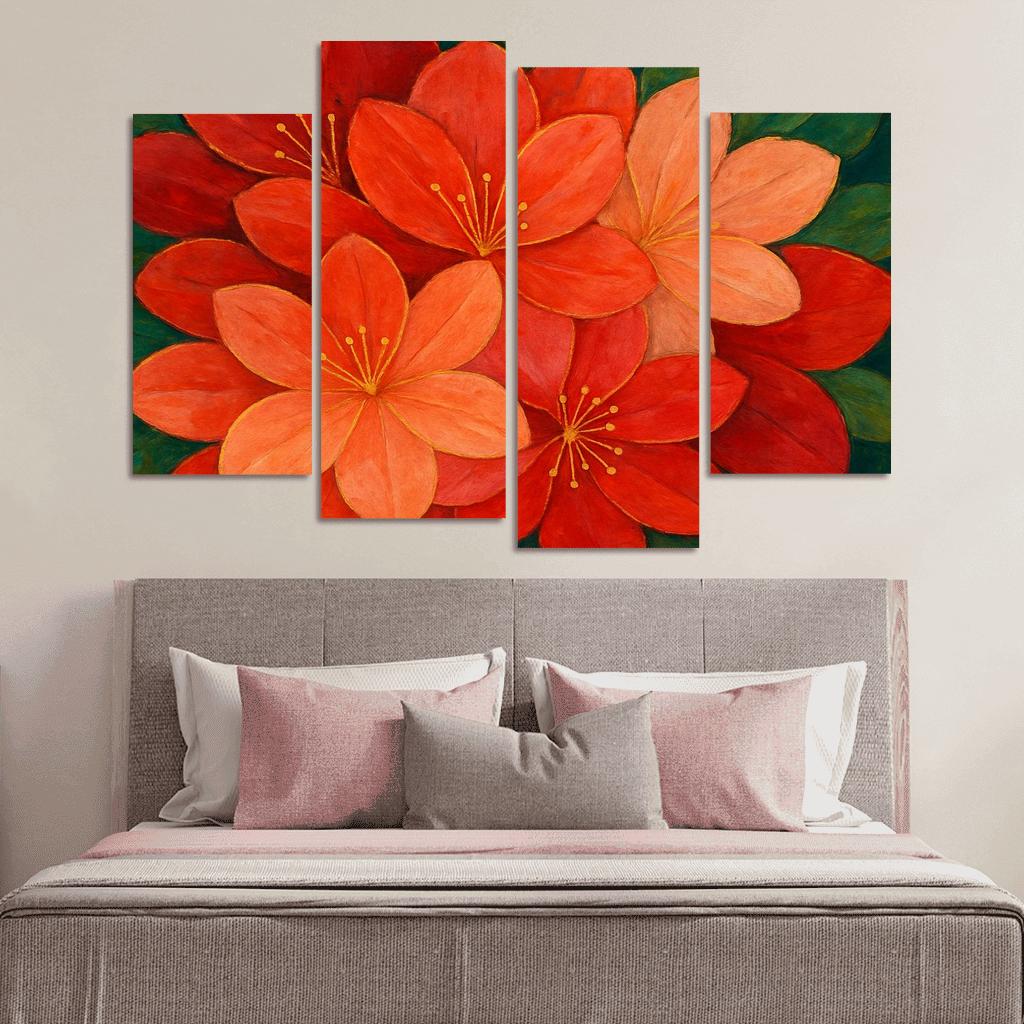 Crimson Petal Mosaic framed paintings