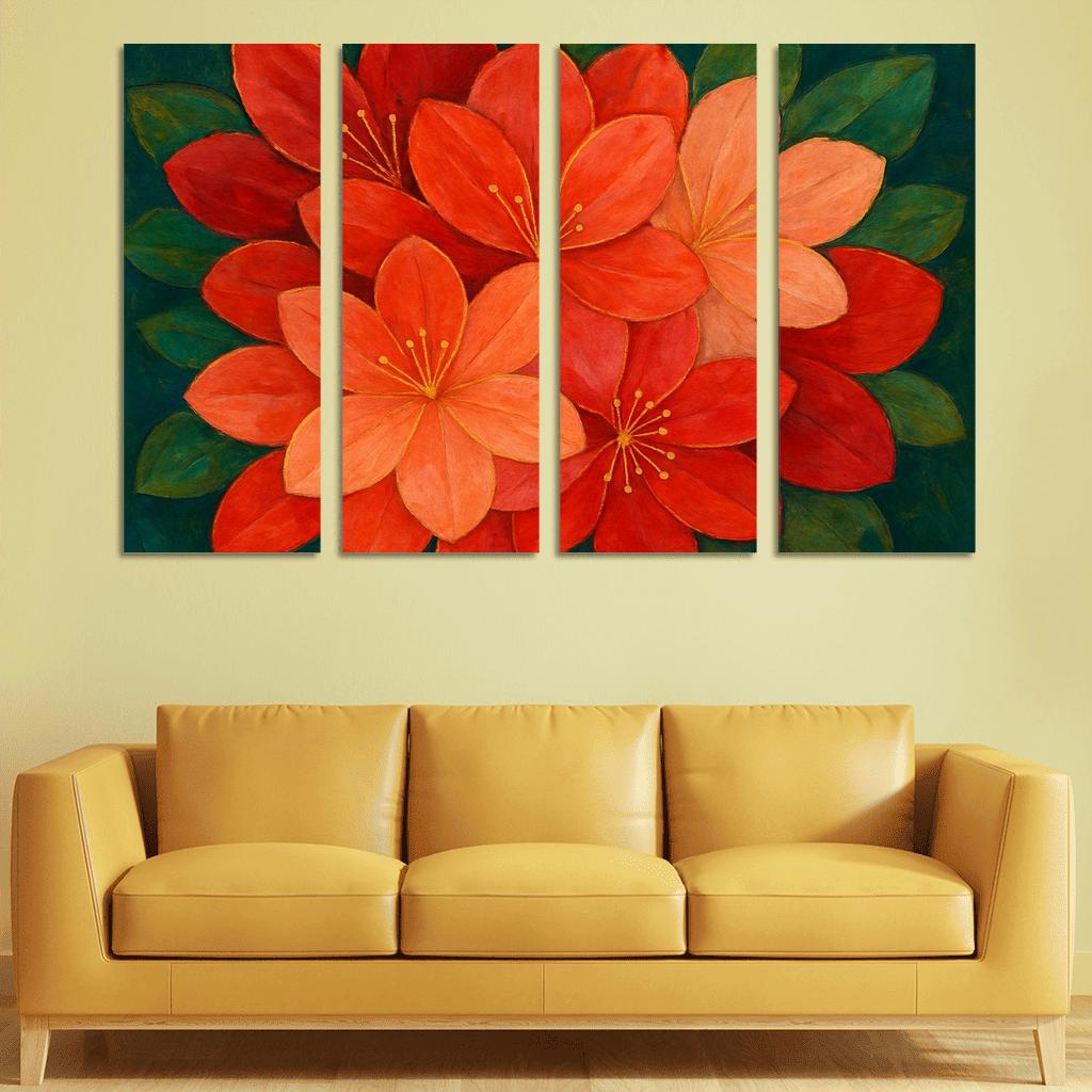 Crimson Petal Mosaic framed paintings