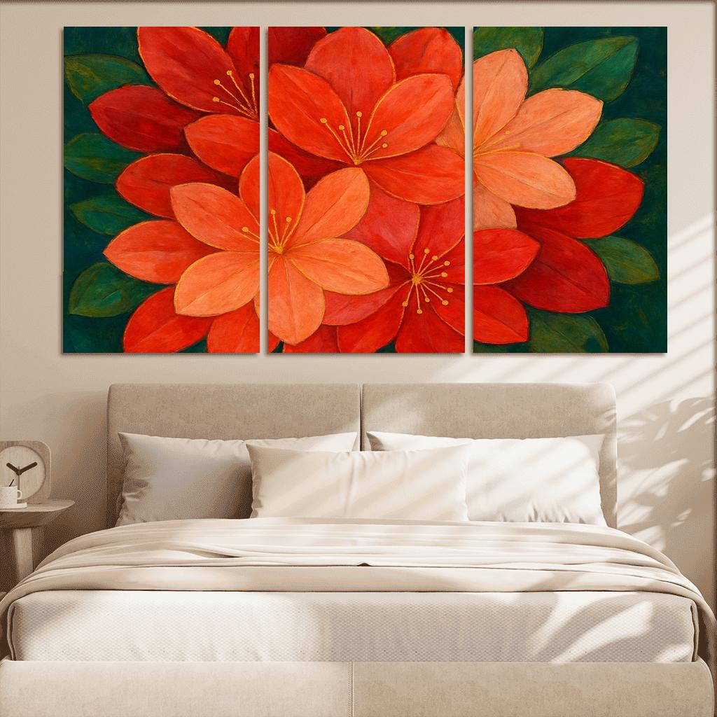 Crimson Petal Mosaic framed paintings