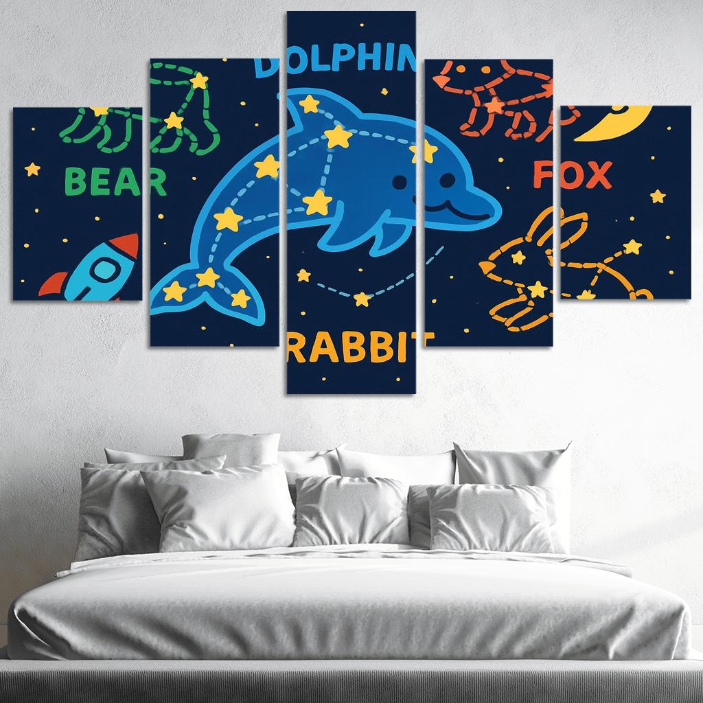 Galactic Dolphin Constellation Map framed paintings