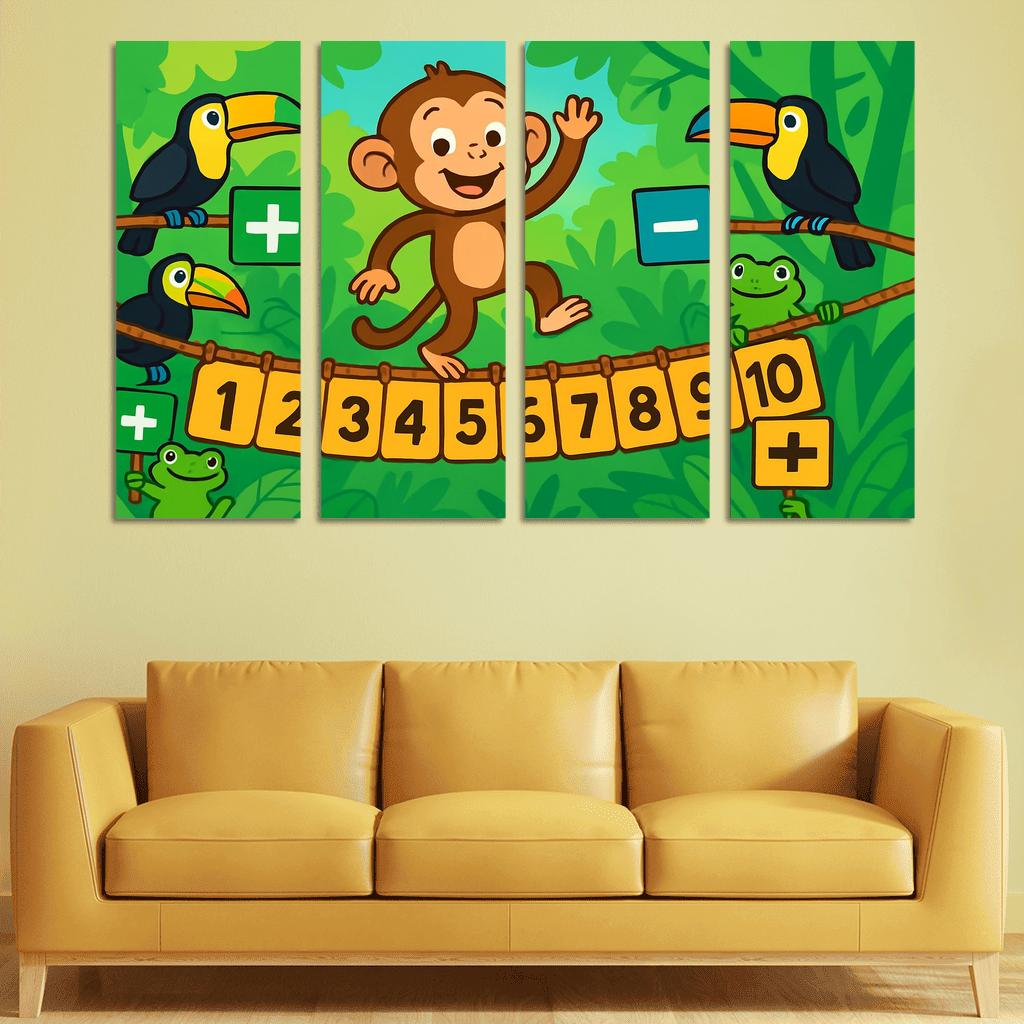 Rainforest Math Monkey Bridge modern paintings frame