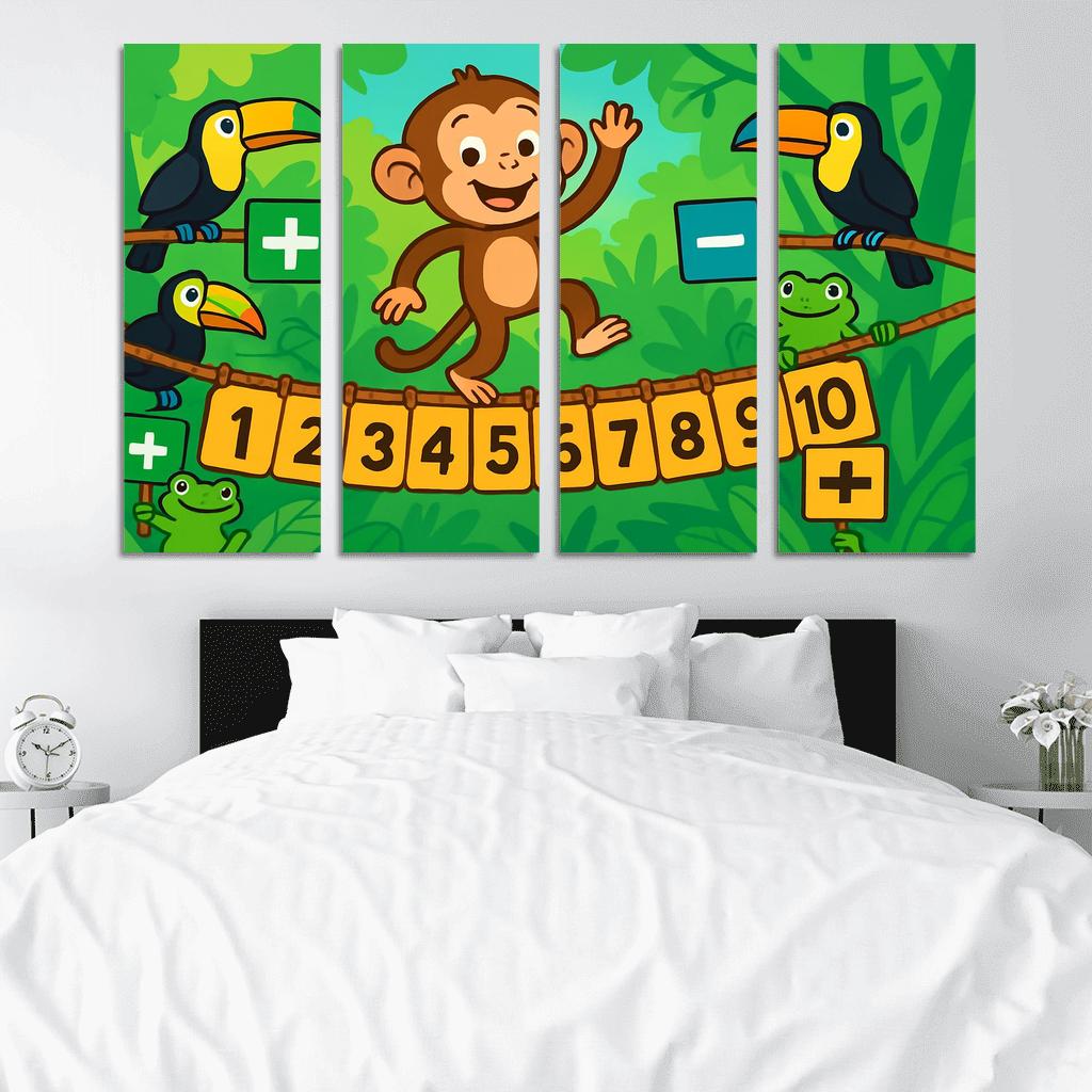 Rainforest Math Monkey Bridge modern paintings frame