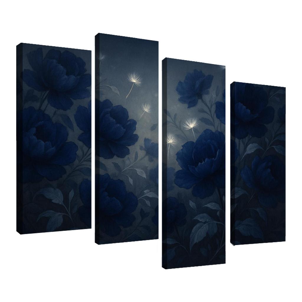 Midnight Indigo Bloom Tapestry abstract paintings frame