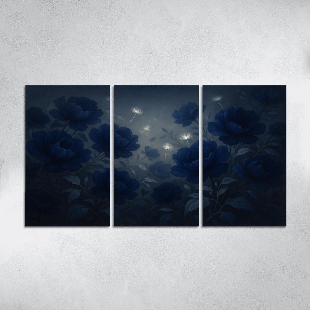 Midnight Indigo Bloom Tapestry abstract paintings frame