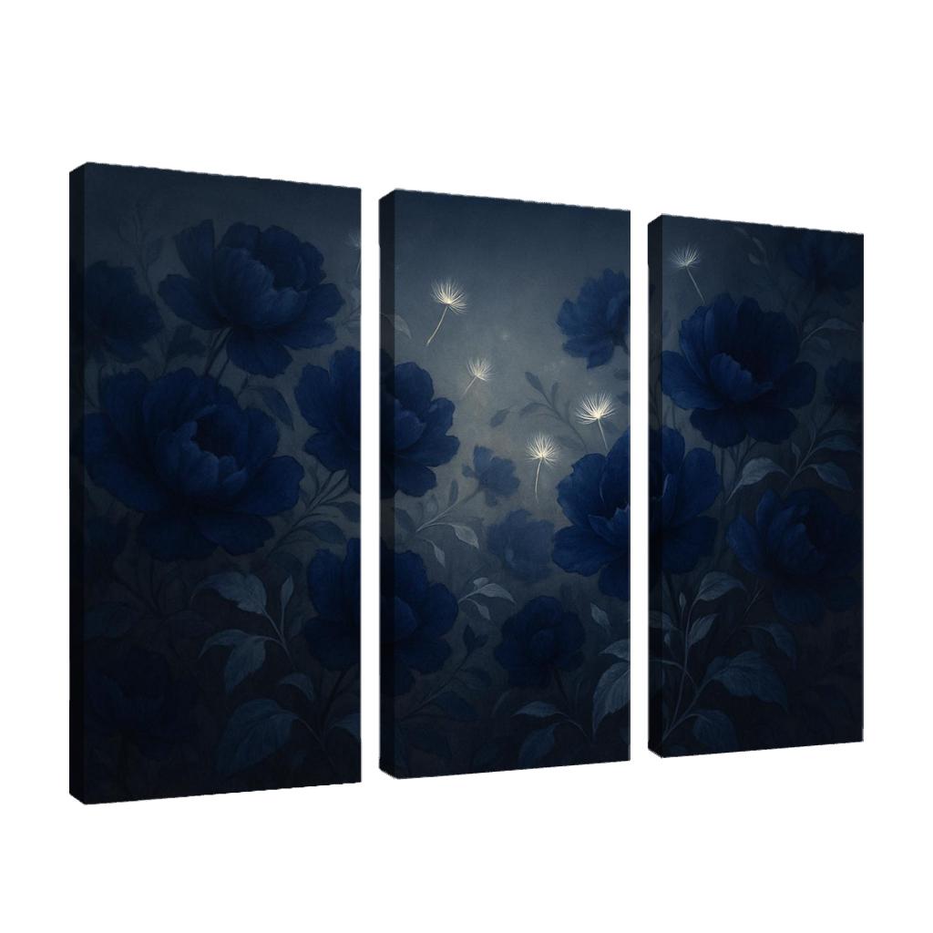 Midnight Indigo Bloom Tapestry abstract paintings frame